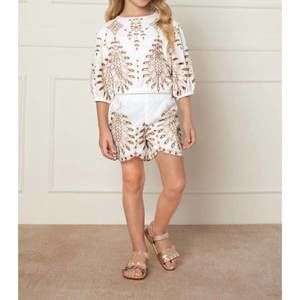 NEW MILON girl's boho chic embroidered set in white multi